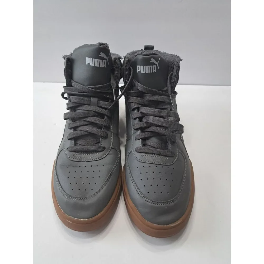 PumaCaven Mid Winter Shoes Mens Sz 11 Gray Brown Faux‎ Fur Sneakers Trainers